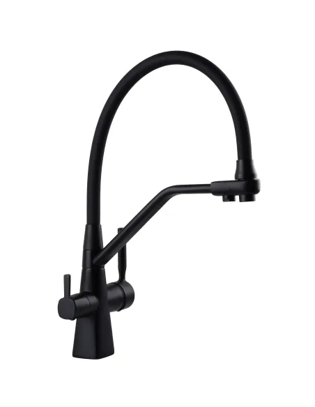 Смеситель для кухни с подключением к фильтру Globus Lux Lazer GLLR-0700-L-10-01, черный гофроизлив - 4