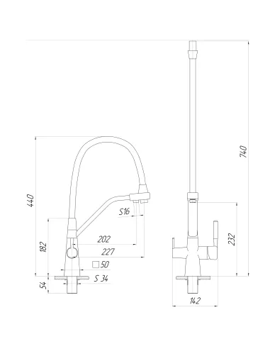 Смеситель для кухни с подключением к фильтру Globus Lux Lazer GLLR-0700-L-10-01, черный гофроизлив - 6