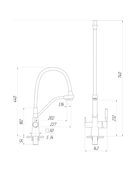 Смеситель для кухни с подключением к фильтру Globus Lux Lazer GLLR-0700-L-10-01, черный гофроизлив - 6