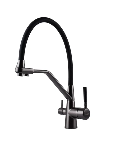 Смеситель для кухни с подключением к фильтру Globus Lux Lazer GLLR-0800-11-01, черный гофроизлив - 1