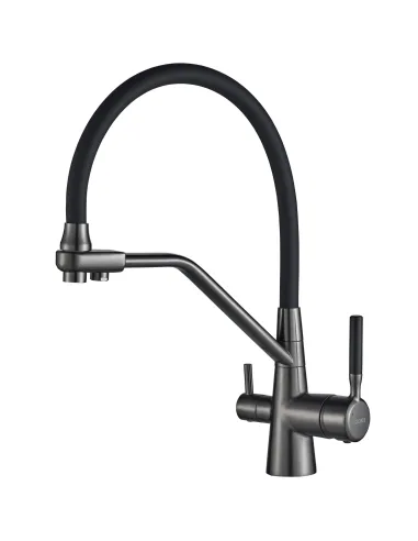 Смеситель для кухни с подключением к фильтру Globus Lux Lazer GLLR-0800-11-01, черный гофроизлив - 2