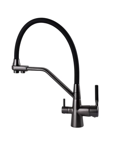 Смеситель для кухни с подключением к фильтру Globus Lux Lazer GLLR-0800-11-01, черный гофроизлив - 3