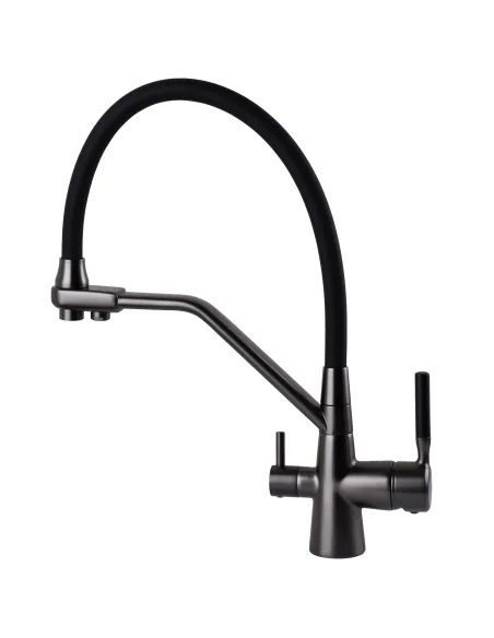 Смеситель для кухни с подключением к фильтру Globus Lux Lazer GLLR-0800-11-01, черный гофроизлив - 3