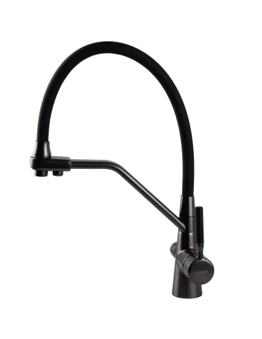 Смеситель для кухни с подключением к фильтру Globus Lux Lazer GLLR-0800-11-01, черный гофроизлив - 4