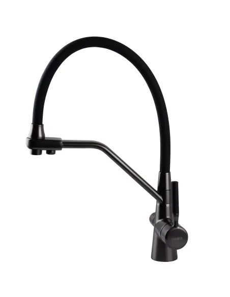 Смеситель для кухни с подключением к фильтру Globus Lux Lazer GLLR-0800-11-01, черный гофроизлив - 4