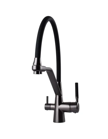 Смеситель для кухни с подключением к фильтру Globus Lux Lazer GLLR-0800-11-01, черный гофроизлив - 5