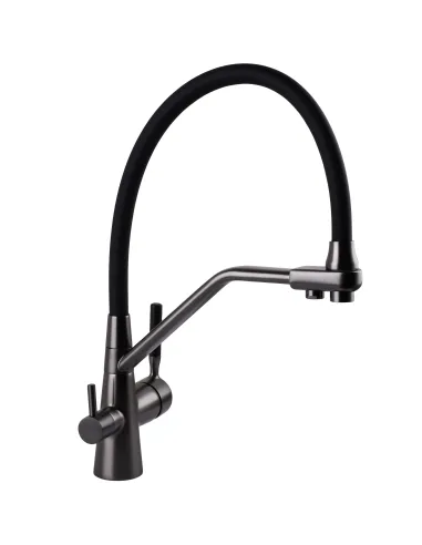 Смеситель для кухни с подключением к фильтру Globus Lux Lazer GLLR-0800-11-01, черный гофроизлив - 6