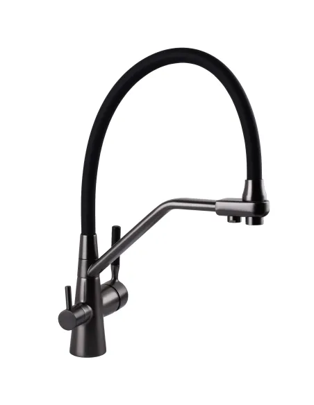 Смеситель для кухни с подключением к фильтру Globus Lux Lazer GLLR-0800-11-01, черный гофроизлив - 6