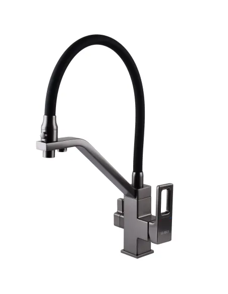 Смеситель для кухни с подключением к фильтру Globus Lux Lazer GLLR-0900-11-01, черный гофроизлив - 1