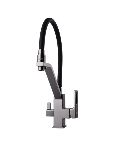 Смеситель для кухни с подключением к фильтру Globus Lux Lazer GLLR-0900-11-01, черный гофроизлив - 3
