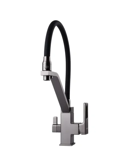 Смеситель для кухни с подключением к фильтру Globus Lux Lazer GLLR-0900-11-01, черный гофроизлив - 3
