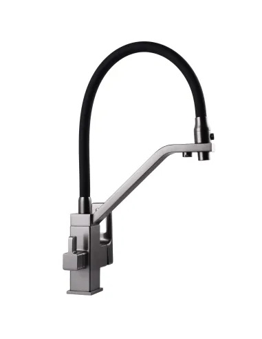 Смеситель для кухни с подключением к фильтру Globus Lux Lazer GLLR-0900-11-01, черный гофроизлив - 5