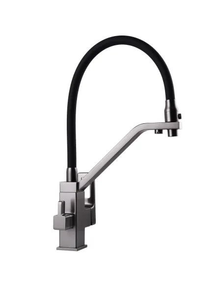 Смеситель для кухни с подключением к фильтру Globus Lux Lazer GLLR-0900-11-01, черный гофроизлив - 5