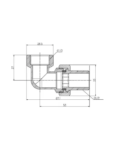 Сгон-американка угловой SD Forte SF191W15 1/2 дюйма - 2