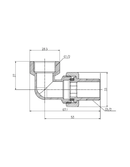 Сгон-американка угловой SD Forte SF191W15 1/2 дюйма - 2 Сгон-американка угловой SD Forte SF191W15 1/2 дюйма - 2