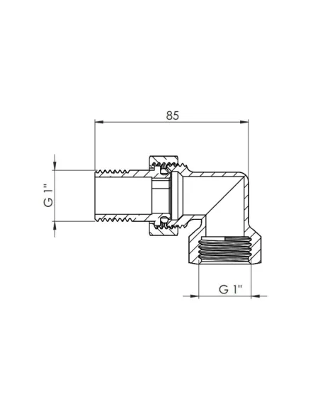 Сгон-американка угловой SD Forte SF191W25 1 дюйм - 2