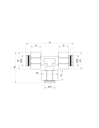 Тройник обжимной SD Plus SD158W161616 16 мм, для МП труб - 2