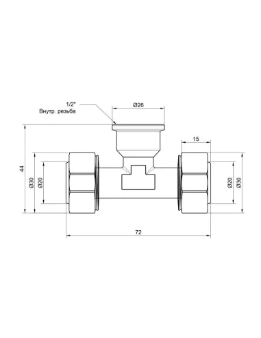 Тройник обжимной SD Plus ВР SD159W201520 20 х 1/2 х 20 мм, для МП труб - 2