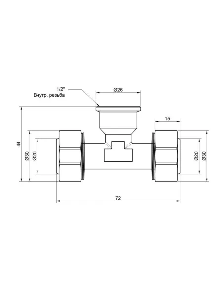 Тройник обжимной SD Plus ВР SD159W201520 20 х 1/2 х 20 мм, для МП труб - 2
