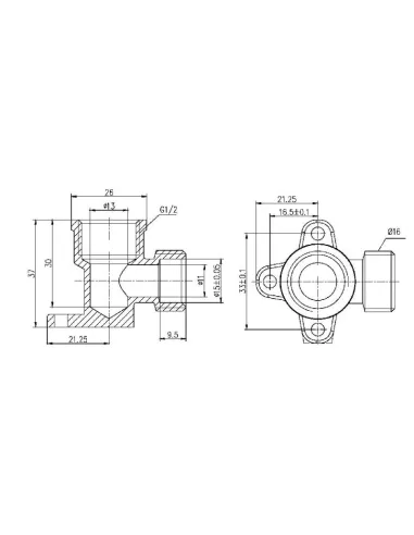 Уголок обжимной настенный SD Forte ВР SF179W1615 16 х 1/2 дюйма, для ПП труб - 2