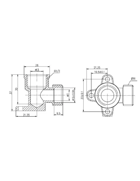 Уголок обжимной настенный SD Forte ВР SF179W1615 16 х 1/2 дюйма, для ПП труб - 2