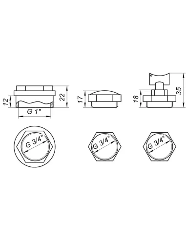 Комплект футорок секционного радиатора Cristal NR-2012 0.75х1 дюйма HT 404 - 2