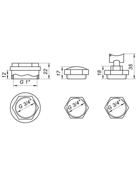 Комплект футорок секционного радиатора Cristal NR-2012 0.75х1 дюйма HT 404 - 2
