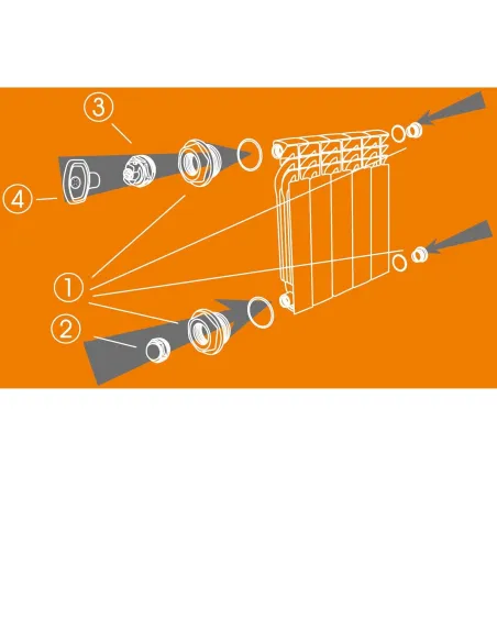 Комплект футорок секционного радиатора Cristal NR-2012 0.75х1 дюйма HT 404 - 5