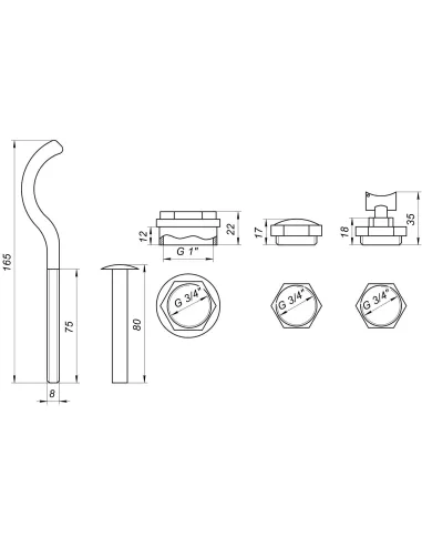 Комплект футорок секционного радиатора Cristal NR-2016 0.75х1 дюйма HT 416 - 4