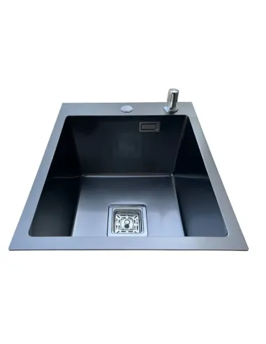 Мийка для кухні з нержавіючої сталі Romzha Nova U-350 BL з дозатором для миючого засобу та кошиком - 4