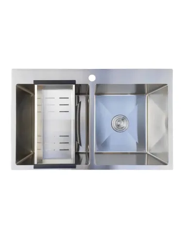 Мийка для кухні з нержавіючої сталі Romzha Arta U-750D B з кошиком та змішувачем - 1