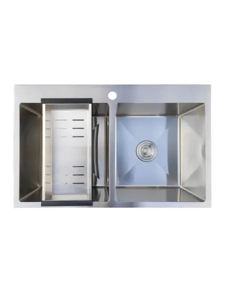 Мийка для кухні з нержавіючої сталі Romzha Arta U-750D B з кошиком та змішувачем - 1