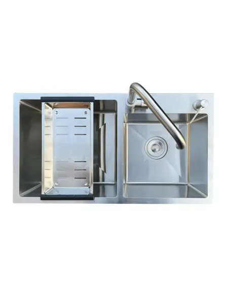 Мойка для кухни из нержавеющей стали Romzha Arta U-730DN B с корзиной, дозатором и смесителем - 1