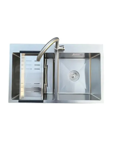 Мойка для кухни из нержавеющей стали Romzha Arta U-730DN B с корзиной, дозатором и смесителем - 2