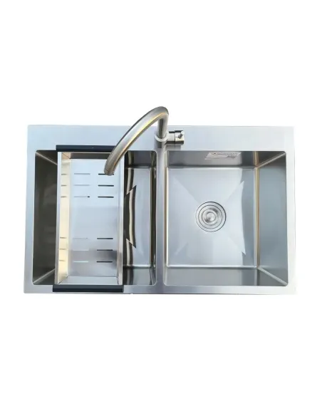 Мойка для кухни из нержавеющей стали Romzha Arta U-730DN B с корзиной, дозатором и смесителем - 2