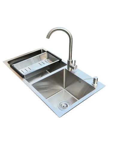 Мойка для кухни из нержавеющей стали Romzha Arta U-730DN A с корзиной, дозатором и смесителем - 2
