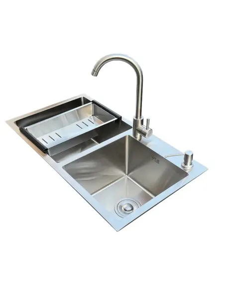Мойка для кухни из нержавеющей стали Romzha Arta U-730DN A с корзиной, дозатором и смесителем - 2