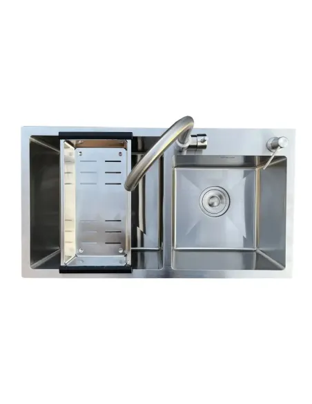 Мойка для кухни из нержавеющей стали Romzha Arta U-730DN A с корзиной, дозатором и смесителем - 1