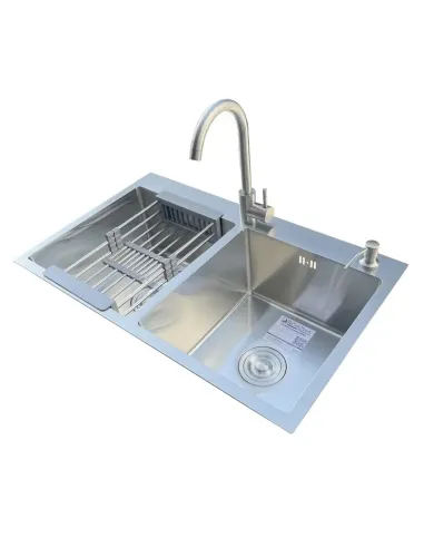 Мойка для кухни из нержавеющей стали Romzha Arta U-730D A с корзиной и смесителем - 3