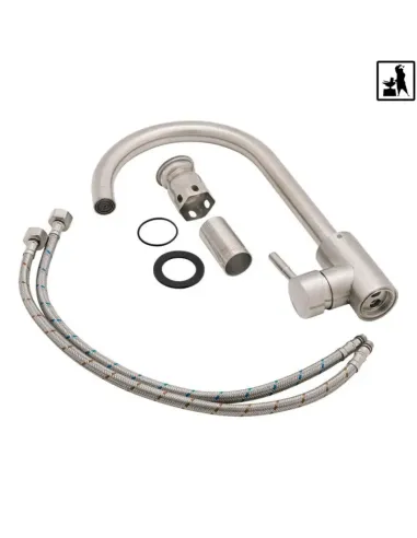 Мойка для кухни из нержавеющей стали Romzha Arta U-730D A с корзиной и смесителем - 4