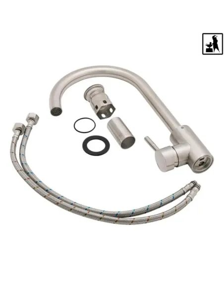 Мойка для кухни из нержавеющей стали Romzha Arta U-730D A с корзиной и смесителем - 4