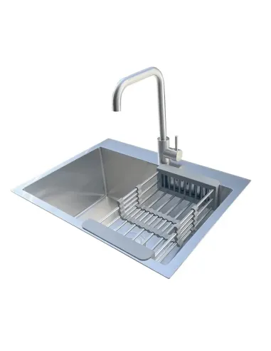 Мойка для кухни из нержавеющей стали Romzha Arta U-550 B с корзиной и смесителем - 3