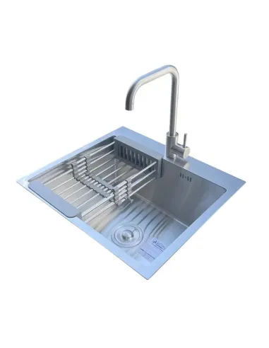 Мойка для кухни из нержавеющей стали Romzha Arta U-490 B с корзиной и смесителем - 1