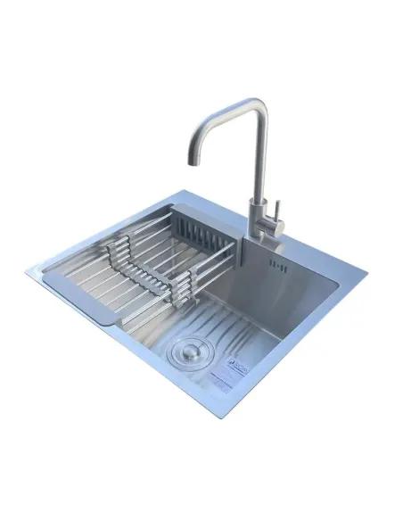 Мойка для кухни из нержавеющей стали Romzha Arta U-490 B с корзиной и смесителем - 1