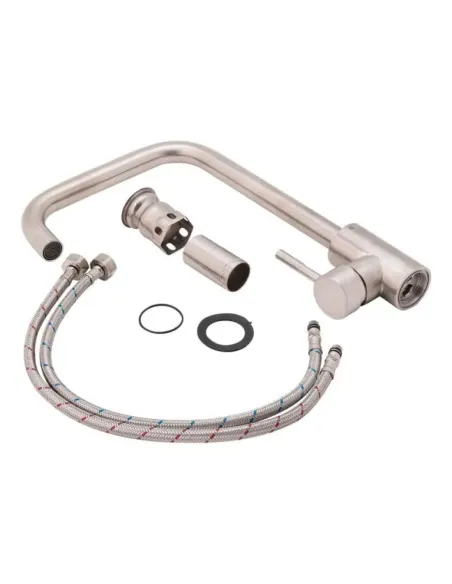 Мийка для кухні з нержавіючої сталі Romzha Arta U-450 B з кошиком та змішувачем - 2