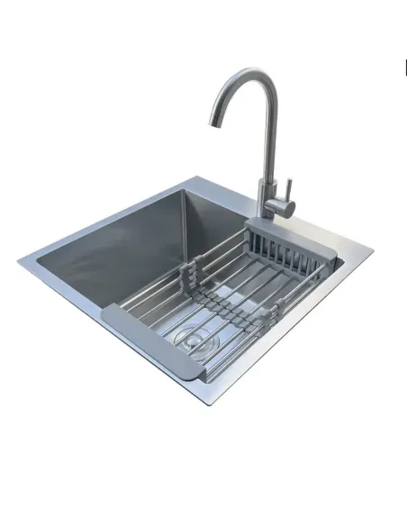Мийка для кухні з нержавіючої сталі Romzha Arta U-450 A з кошиком та змішувачем - 1
