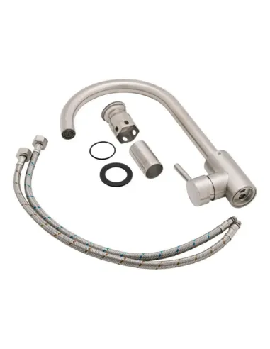 Мийка для кухні з нержавіючої сталі Romzha Arta U-450 A з кошиком та змішувачем - 2