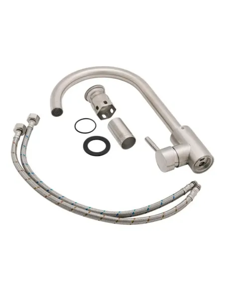 Мийка для кухні з нержавіючої сталі Romzha Arta U-450 A з кошиком та змішувачем - 2