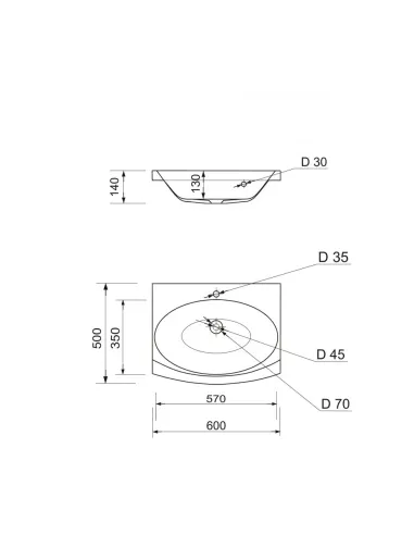 Раковина зі штучного каменю Adamant Logan 600х500 White - 3