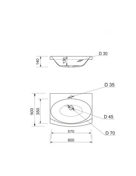 Раковина зі штучного каменю Adamant Logan 600х500 White - 3